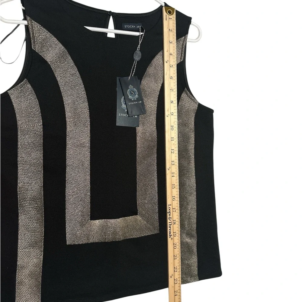 STOCKH LM,Elegant Black and Gold Tank Top,size S,NWT